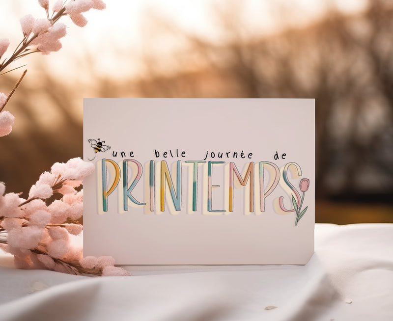 Carte postale pour annoncer l'arrivée du printemps Précieuse Papeterie 