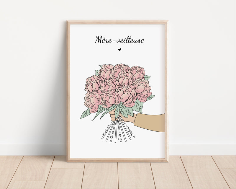 affiche bouquet de fleur pour maman - Précieuse Papeterie