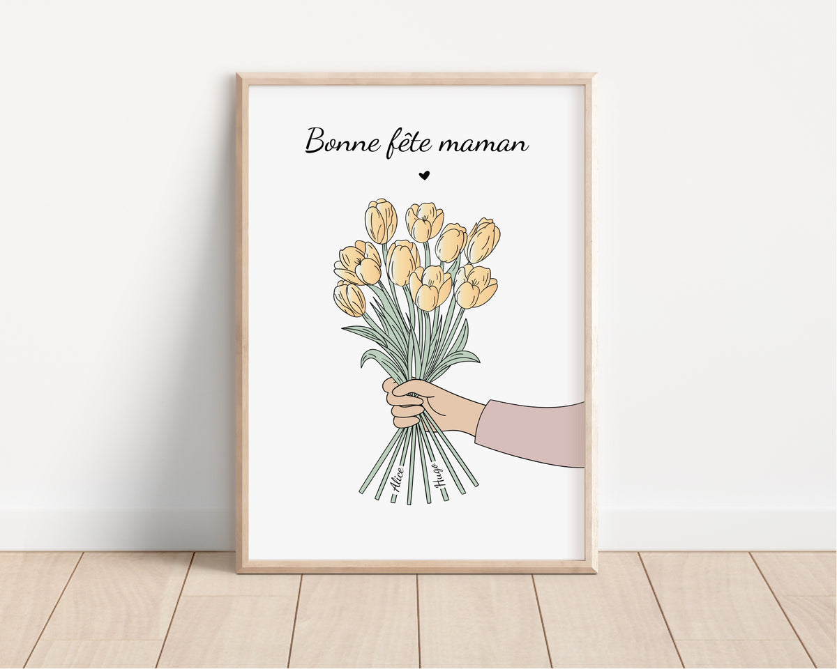 affiche tulipes pour maman - Précieuse Papeterie