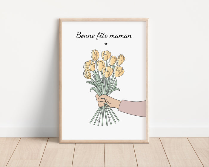 affiche tulipes pour maman - Précieuse Papeterie