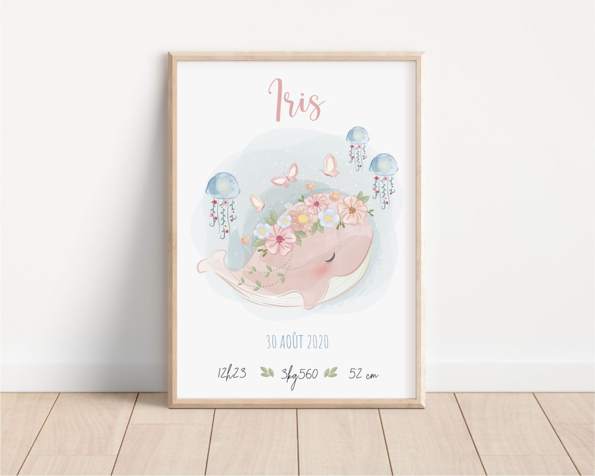 affiche de naissance personnalisée pour fille