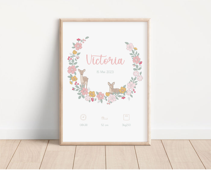 affiche de naissance personnalisée pour fille