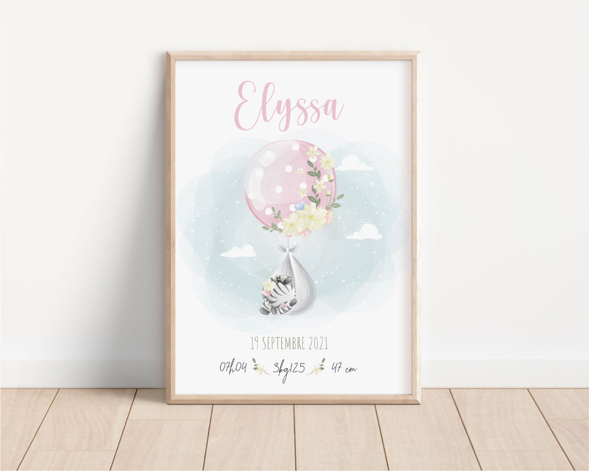 affiche de naissance personnalisée pour fille