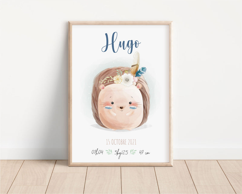 affiche de naissance personnalisée pour garçon