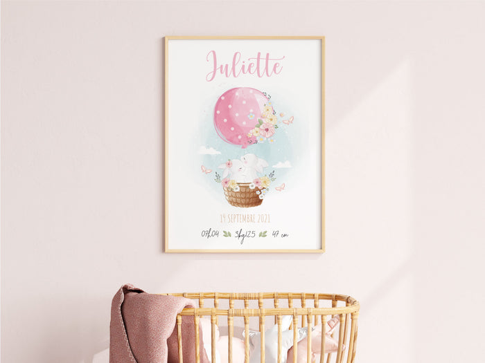 affiche de naissance personnalisée pour fille