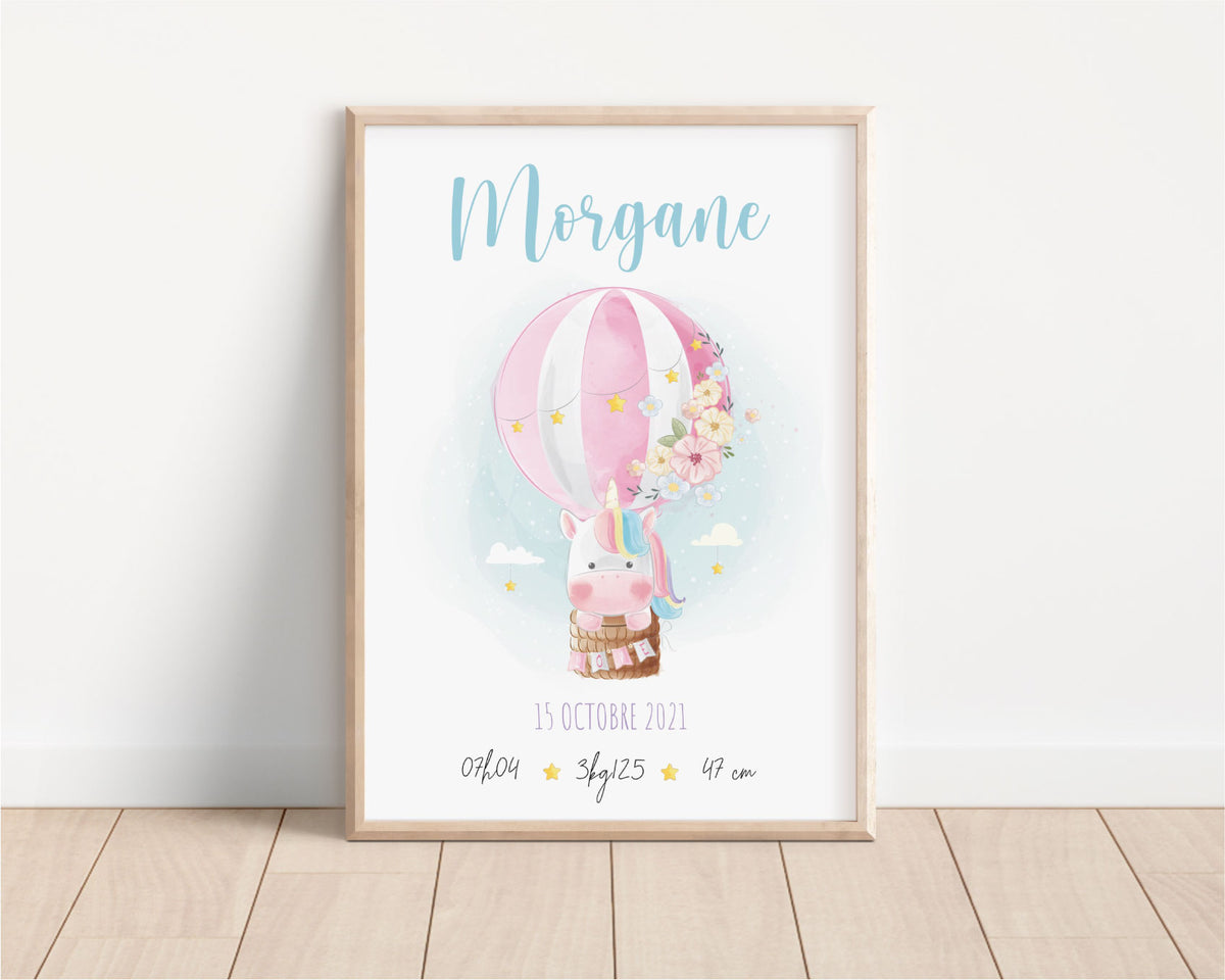 affiche de naissance personnalisée pour fille