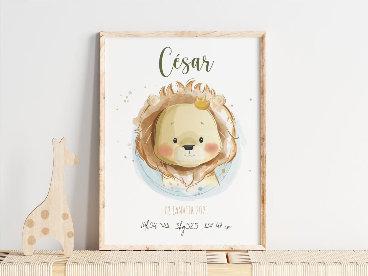 affiche de naissance personnalisée pour garçon