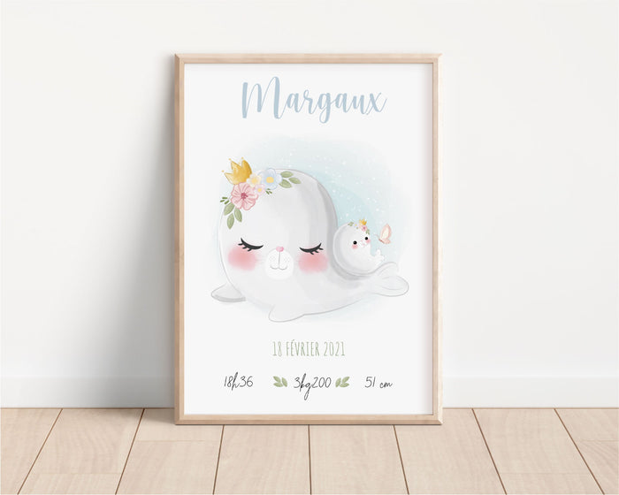 affiche de naissance personnalisée pour fille