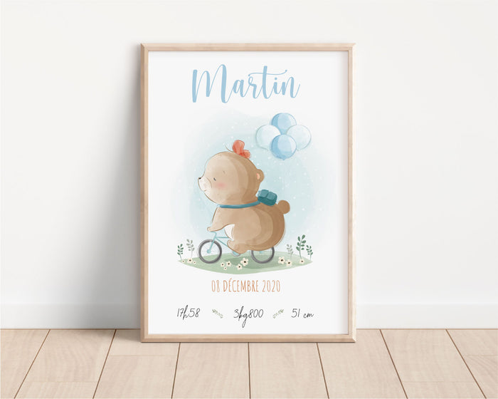 affiche de naissance personnalisée pour garçon