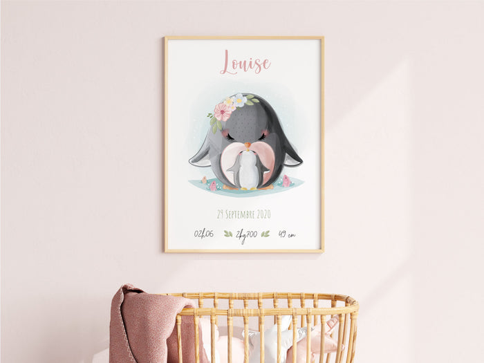 affiche de naissance personnalisée pour fille